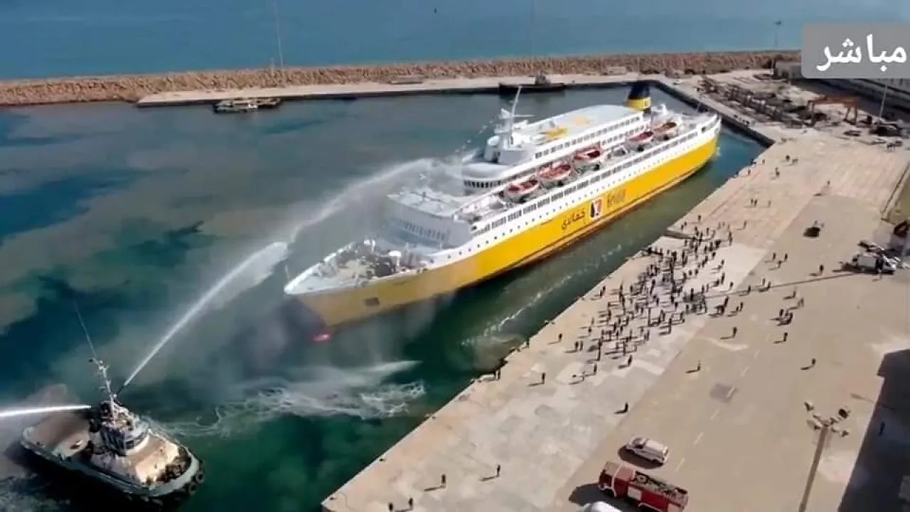 Passenger ferry arrives in Misrata heralding the restart of the cruise industry (Photo: Misrata TV).