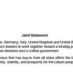 Joint Statement: France, Germany, Italy, UK, and US support UNSMIL’S Koury Libya political initiative